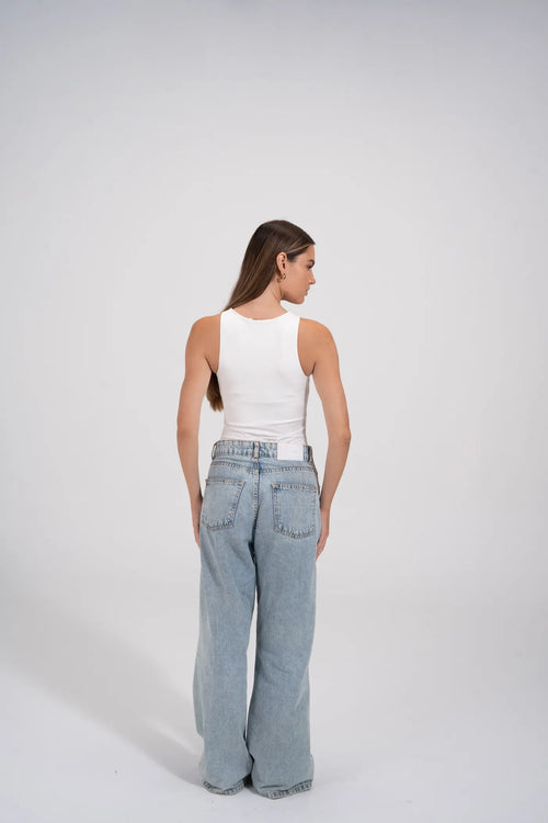 ROUND NECK BODYSUIT - White