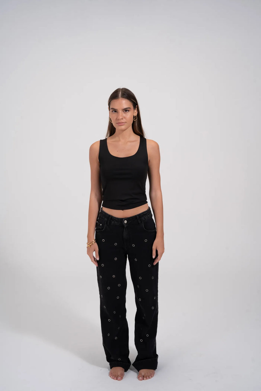TANK TOP WIDE NECK - Black