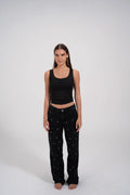 TANK TOP WIDE NECK - Black