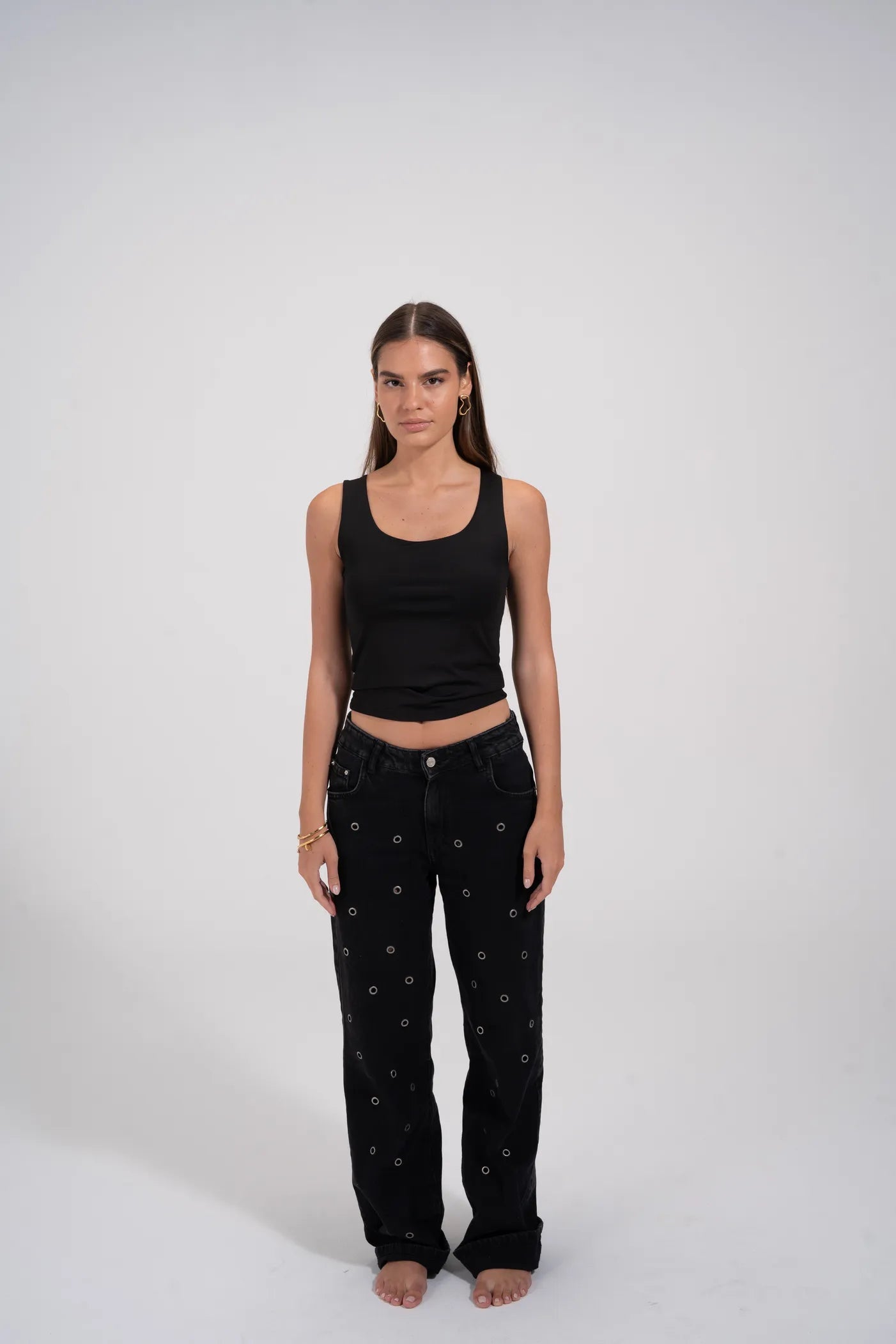 TANK TOP WIDE NECK - Black