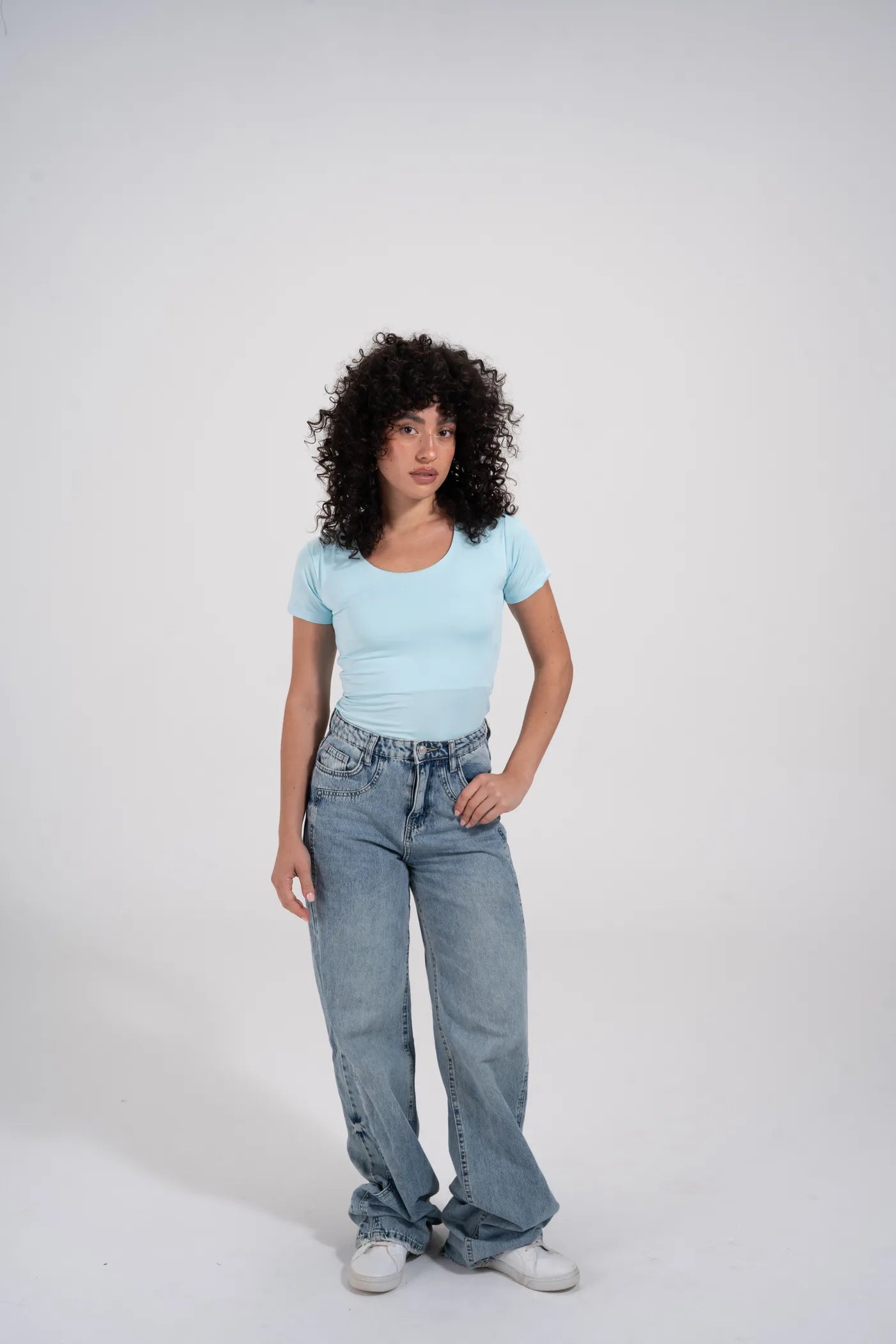 WIDE NECK SHORT SLEEVE - Baby Blue