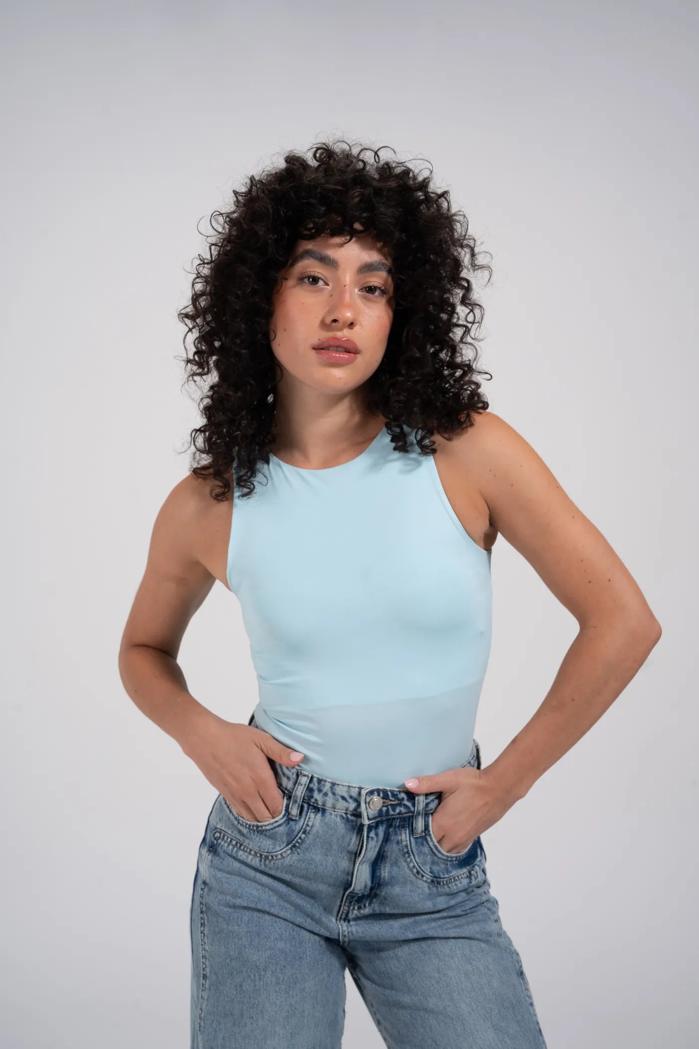 ROUND NECK BODYSUIT - Baby Blue
