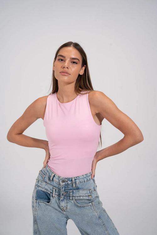 ROUND NECK BODYSUIT - Rose
