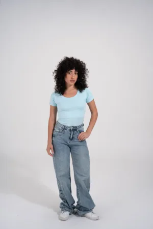 WIDE NECK SHORT SLEEVE - Baby Blue